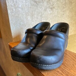 Dansko Black Leather Slip-On Loafers with Contoured Footbed